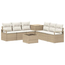 vidaXL Kanapé Szett 8 db Beige és Krémszínű Poli rattan és acél