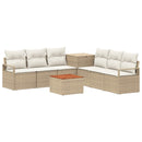 vidaXL Kanapé Szett 8 db Beige és Krémszínű Poli rattan és acél