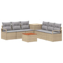 vidaXL Kanapé Szett 8 db Beige és Világosszürke Poli rattan és acél
