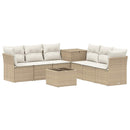 vidaXL Kanapé Szett 8 db Beige és Krémszínű Poli rattan és acél