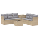 vidaXL Kanapé Szett 8 db Beige és Világosszürke Poli rattan és acél