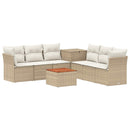 vidaXL Kanapé Szett 8 db Beige és Krémszínű Poli rattan és acél