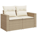vidaXL Kanapé Szett 8 db Beige és Krémszínű Poli rattan és acél