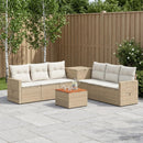 vidaXL Kanapé Szett 8 db Beige és Krémszínű Poli rattan és acél