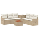 vidaXL Kanapé Szett 8 db Beige és Krémszínű Poli rattan és acél