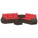 vidaXL Kanapé Szett 8 db Barna és Piros Poli rattan és acél