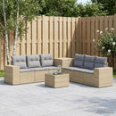 vidaXL Kanapé Szett 8 db Beige és Világosszürke Poli rattan és acél