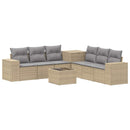 vidaXL Kanapé Szett 8 db Beige és Világosszürke Poli rattan és acél