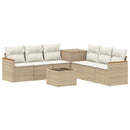 vidaXL Kanapé Szett 8 db Beige és Krémszínű Poli rattan és acél