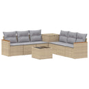 vidaXL Kanapé Szett 8 db Beige és Világosszürke Poli rattan és acél