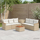 vidaXL Kanapé Szett 8 db Beige és Krémszínű Poli rattan és acél
