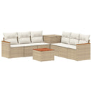 vidaXL Kanapé Szett 8 db Beige és Krémszínű Poli rattan és acél