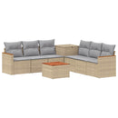 vidaXL Kanapé Szett 8 db Beige és Világosszürke Poli rattan és acél