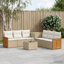 vidaXL Kanapé Szett 8 db Beige és Krémszínű Poli rattan és acél