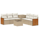 vidaXL Kanapé Szett 8 db Beige és Krémszínű Poli rattan és acél