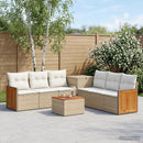 vidaXL Kanapé Szett 8 db Beige és Krémszínű Poli rattan és acél