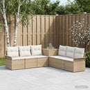 vidaXL Kanapé Szett 7 db Beige és Krémszínű Poli rattan és acél