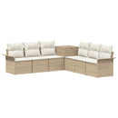vidaXL Kanapé Szett 7 db Beige és Krémszínű Poli rattan és acél
