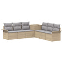 vidaXL Kanapé Szett 7 db Beige és Világosszürke Poli rattan és acél