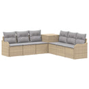 vidaXL Kanapé Szett 7 db Beige és Világosszürke Poli rattan és acél