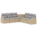 vidaXL Kanapé Szett 7 db Beige és Világosszürke Poli rattan és acél