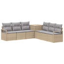 vidaXL Kanapé Szett 7 db Beige és Világosszürke Poli rattan és acél