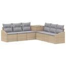 vidaXL Kanapé Szett 7 pcs Beige és Világosszürke Poli rattan és acél