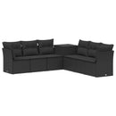 vidaXL Kanapé Szett 7 pcs Fekete Poli rattan és acél