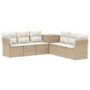 vidaXL Kanapé Szett 7 db Beige és Krémszínű Poli rattan és acél