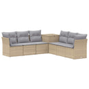 vidaXL Kanapé Szett 7 db Beige és Világosszürke Poli rattan és acél