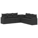 vidaXL Kanapé Szett 7 pcs Fekete Poli rattan és acél