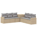 vidaXL Kanapé Szett 7 db Beige és Világosszürke Poli rattan és acél
