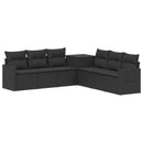 vidaXL Kanapé Szett 7 pcs Fekete Poli rattan és acél