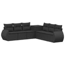 vidaXL Kanapé Szett 7 pcs Fekete Poli rattan és acél