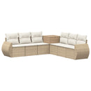 vidaXL Kanapé Szett 7 db Beige és Krémszínű Poli rattan és acél