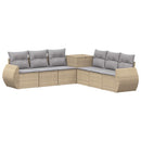 vidaXL Kanapé Szett 7 pcs Beige és Világosszürke Poli rattan és acél
