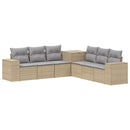 vidaXL Kanapé Szett 7 pcs Beige és Világosszürke Poli rattan és acél