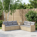 vidaXL Kanapé Szett 7 db Beige és Világosszürke Poli rattan és acél