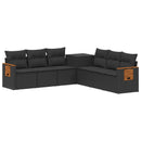 vidaXL Kanapé Szett 7 pcs Fekete Poli rattan és acél