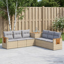 vidaXL Kanapé Szett 7 db Beige és Világosszürke Poli rattan és acél