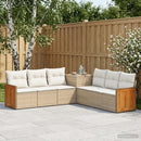 vidaXL Kanapé Szett 7 db Beige és Krémszínű Poli rattan és acél