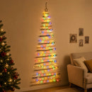 vidaXL Akasztható karácsonyfa 210 cm 130 LED Többszínű Tömör Kőrisfa