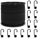 vidaXL Bungee Kötél Horgokkal 10 mm Fekete PP és gumi