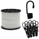 vidaXL Bungee Kötél Horgokkal 8 mm Fekete és Fehér PP és gumi