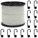 vidaXL Bungee Kötél Horgokkal 10 mm Fekete és Fehér PP és gumi