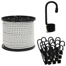 vidaXL Bungee Kötél Horgokkal 10 mm Fekete és Fehér PP és gumi