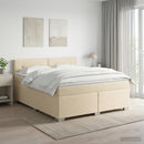 vidaXL Boxspring ágy matraccal Krémszínű 160 x 200 cm Szövet