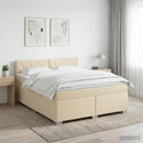 vidaXL Boxspring ágy matraccal Krémszínű 160 x 200 cm Szövet