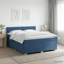 vidaXL Boxspring ágy matraccal fejtámlával Kék 160 x 200 cm Szövet
