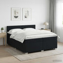 vidaXL Boxspring ágy matraccal fejtámlával Fekete 200 x 200 cm Szövet